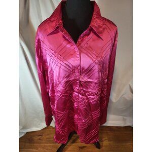 NWT Vermont Country Store Size 3X Pink Textured Button Up Blouse